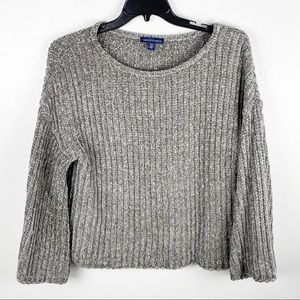SAKS FIFTH SVENUE Chenille Slouchy Gray Long Sleeves Sweater, Size Large